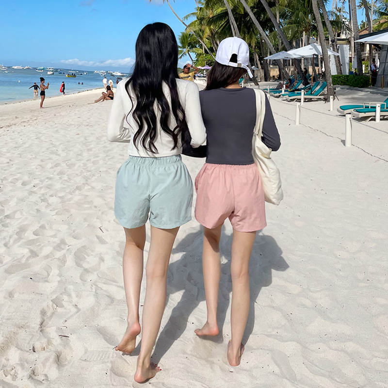 New Product New Style Split Swimsuit Women'S Pure Slimming Slim Long-Sleeved Shorts New Swimsuit Swimsuit Liaoning Solid Color - Image 4